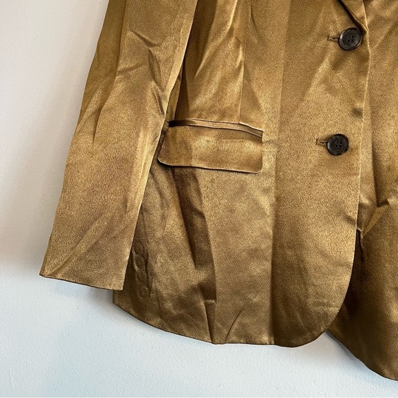 J Crew Womens Green Blazer Sz 4 Two Button  Viscose Silky Preppy Office Career - Picture 3 of 9